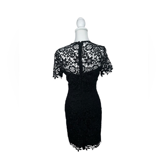 Bebe Short sleeve Floral Crotchet Black Dress sz 8 - Picture 4 of 5